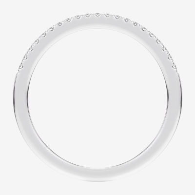 (G-H / Si1-Si2) Womens 1/10 CT. T.W. Lab Grown White Diamond 14K White Gold Wedding Band