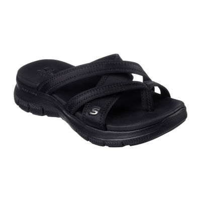 Skechers Womens Flex Appeal 4.0 Start Up 3.0 Criss Cross Strap Flat Sandals