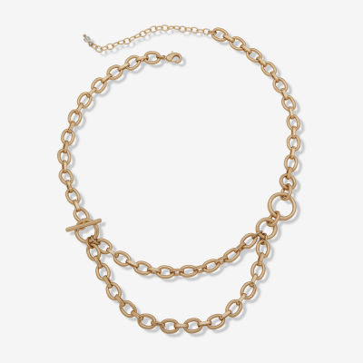 a.n.a Gold Tone 16 Inch Link Round Chain Necklace