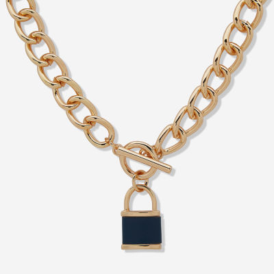 Worthington Gold Tone 17 Inch Curb Pendant Necklace