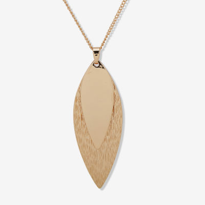Worthington Gold Tone Womens 32 Inch Pendant Necklace