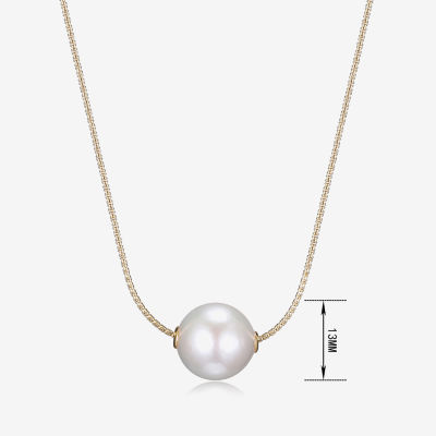 Womens White Cultured Freshwater Pearl 18K Gold Over Silver Pendant Necklace