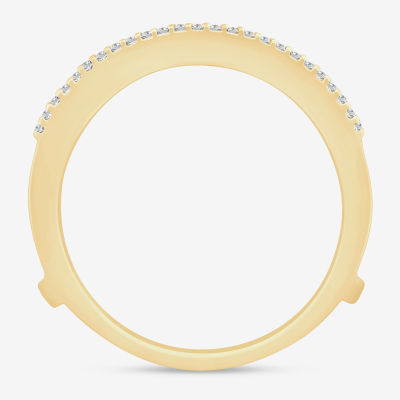 Womens 1/2 CT. T.W. Natural White Diamond 10K Gold Ring Guard