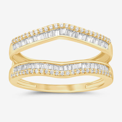 Womens 1/2 CT. T.W. Natural White Diamond 10K Gold Ring Guard