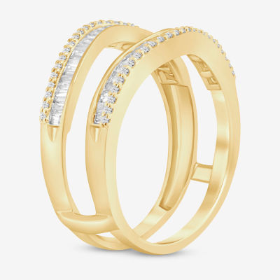 Womens 1/2 CT. T.W. Natural White Diamond 10K Gold Ring Guard