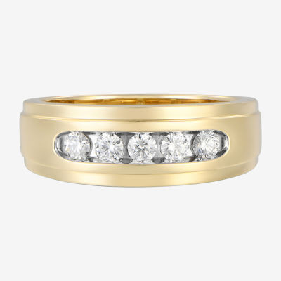 (F / Vs2) 8MM 1/2 CT. T.W. Lab Grown White Diamond 14K Gold 5-Stone Wedding Band