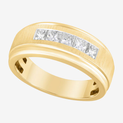 (F / Vs2) 8.5MM 1 CT. T.W. Lab Grown White Diamond 14K Gold 5-Stone Wedding Band