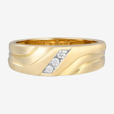 (F / Vs2) Mens 7MM 1/2 CT. T.W. Lab Grown White Diamond 10K Gold Wedding Band