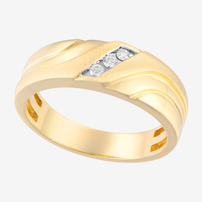 (F / Vs2) 7MM 1/2 CT. T.W. Lab Grown White Diamond 10K Gold 3-Stone Wedding Band