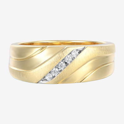 (F / Vs2) 8MM Lab Grown White Diamond 10K Gold 5-Stone Wedding Band