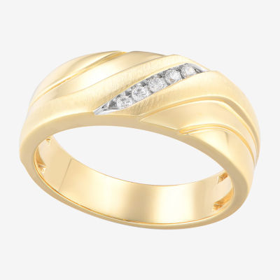 (F / Vs2) 8MM Lab Grown White Diamond 10K Gold 5-Stone Wedding Band