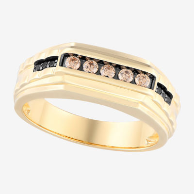 Mens 8MM 1/4 CT. T.W. Natural Champagne Diamond 10K Gold Wedding Band