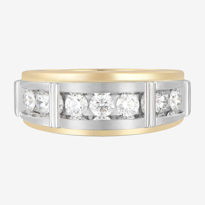 (F / Vs2) 9M 1 CT. T.W. Lab Grown White Diamond 14K Two Tone Gold Wedding Band