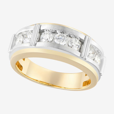 (F / Vs2) 9M 1 CT. T.W. Lab Grown White Diamond 14K Two Tone Gold Wedding Band