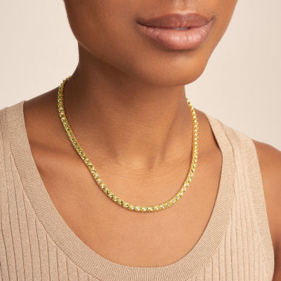 Womens Genuine Green Peridot 18K Gold Over Silver Tennis Necklaces