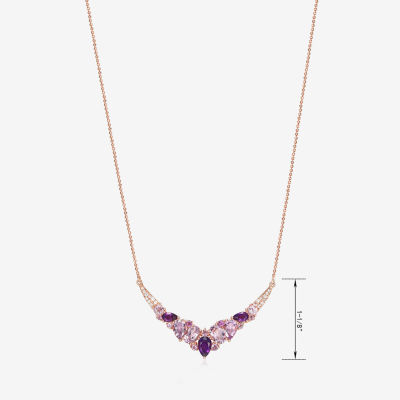 Womens Genuine Purple Amethyst 14K Rose Gold Over Silver Chevron Necklaces