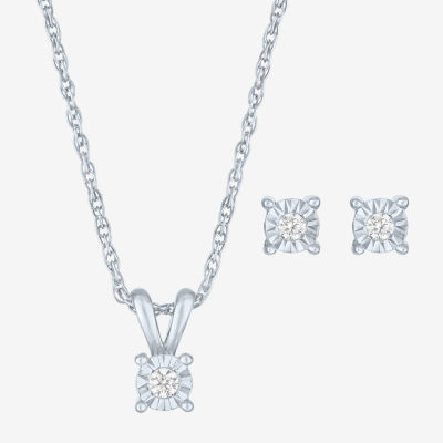 Yes, Please! (G-H / I1-I2) 1/10 CT. T.W. Lab Grown White Diamond Sterling Silver 2-pc. Jewelry Set