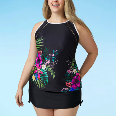 Free Country Tankini Swimsuit Top Plus, Color Tahiti Tripical JCPenney