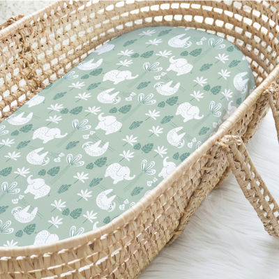 The Peanutshell Green Safari 4-pc. Bassinet Sheet