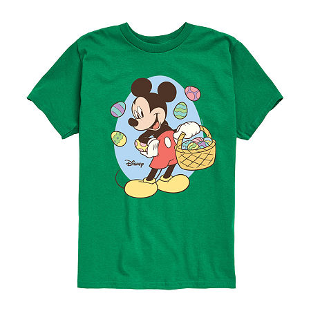 Disney Collection Little & Big Boys Crew Neck Short Sleeve Mickey Mouse Graphic T-Shirt, X-large, Green