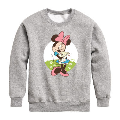 Disney Collection Little & Big Girls Crew Neck Long Sleeve Minnie Mouse Sweatshirt