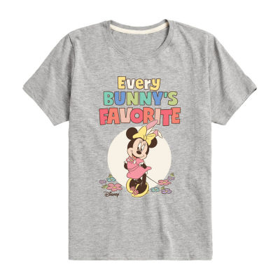 Disney Collection Little & Big Girls Crew Neck Short Sleeve Minnie Mouse Graphic T-Shirt