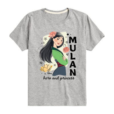 Disney Collection Little & Big Girls Crew Neck Short Sleeve Mulan Graphic T-Shirt