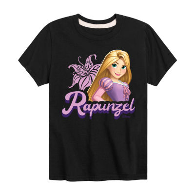 Disney Collection Little & Big Girls Crew Neck Short Sleeve Rapunzel Graphic T-Shirt