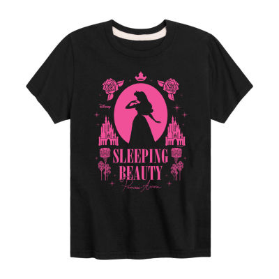 Disney Collection Little & Big Girls Crew Neck Short Sleeve Sleeping Beauty Graphic T-Shirt