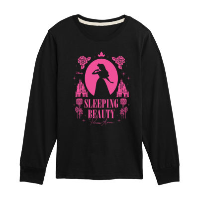 Disney Collection Little & Big Girls Crew Neck Long Sleeve Sleeping Beauty Graphic T-Shirt