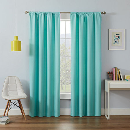 Eclipse Kendall Kids Thermaback Rod Pocket Energy Saving Blackout Single Curtain Panels, One Size, Blue