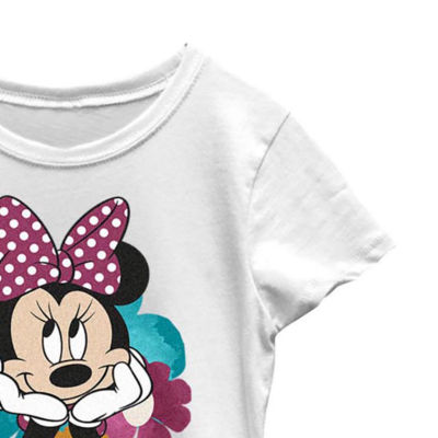 Little & Big Girls Crew Neck Short Sleeve Minnie Mouse Graphic T-Shirt