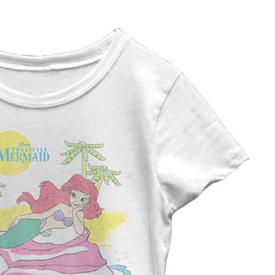 Little & Big Girls Disney Crew Neck Short Sleeve Ariel Graphic T-Shirt