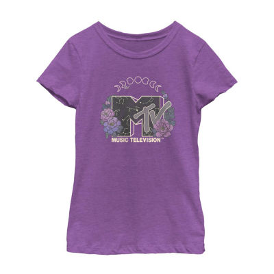 Big Girls Round Neck Short Sleeve MTV Graphic T-Shirt