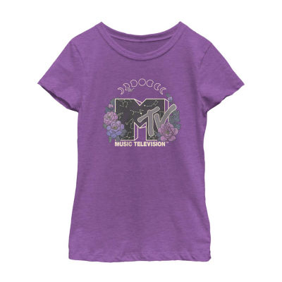 Big Girls Round Neck Short Sleeve MTV Graphic T-Shirt
