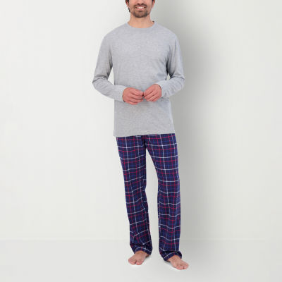 Hanes Mens Big Crew Neck Long Sleeve 2-pc. Pant Pajama Set