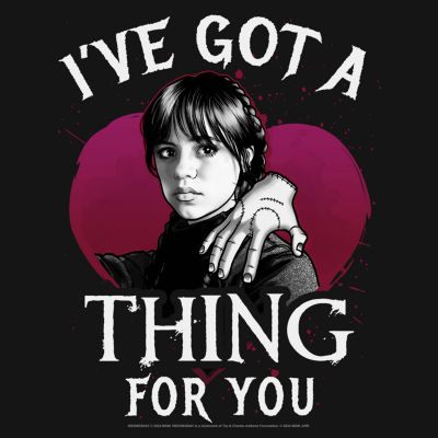 Wednesday I'Ve Got A Thing For You Womens Juniors Crew Neck Long Sleeve Sweatshirt