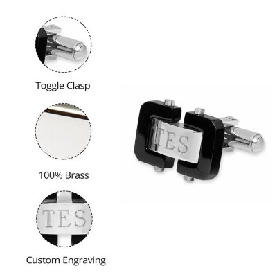 Personalized Two-Tone Stainless Steel Cuff Links