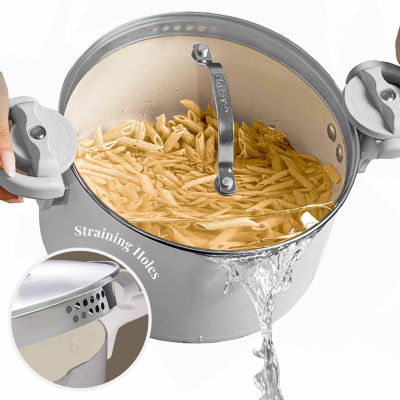 Gotham Steel Ceramic Ultra 5-qt. Non-Stick Pasta Pot with Strainer and Twist with Lock Handles