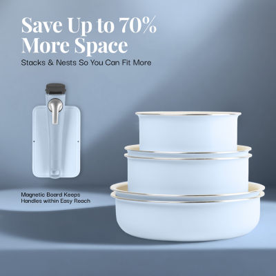 Gotham Steel Ceramic 18-pc. Non-Stick Cookware Set with Detachable Handles