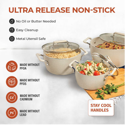 Granitestone 6-pc. Stackable Nesting Non-Stick Pot and Pans Cookware Set