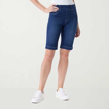 Gloria Vanderbilt Womens High Rise Bermuda Short, 8, Blue
