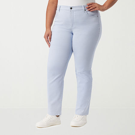 Gloria Vanderbilt Plus Amanda Stretch Fabric Womens High Rise Straight Leg Jean