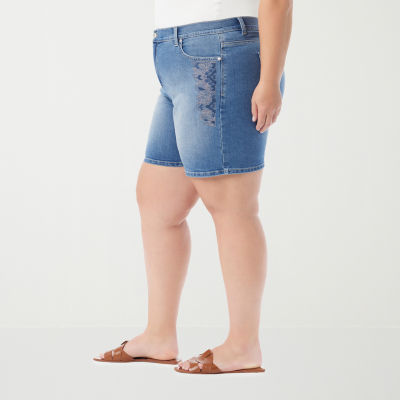 Gloria Vanderbilt Amanda Womens High Rise Plus Denim Short