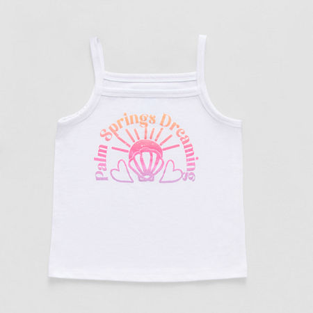 Thereabouts Little Girls Square Neck Tank Top, 6, White