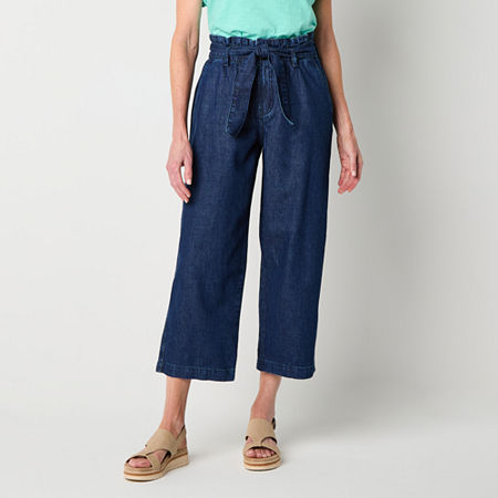 St. John's Bay Womens High Rise Cropped Jean, 12, Blue