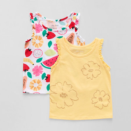 Okie Dokie Toddler & Little Girls 2-pc. Round Neck Tank Top, 2t, White