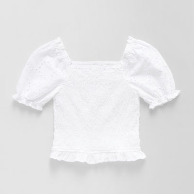 Thereabouts Little & Big Kid Girls V Neck Short Sleeve Blouse