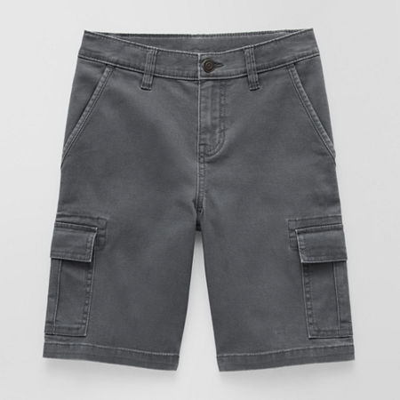 Thereabouts Little & Big Boys Stretch Fabric Adjustable Waist Cargo Short, 7, Gray