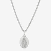 Sacred Heart Of Jesus And Our Lady Of Mount Carmel Scapular Medal Mens 18K Gold Over Stainless Steel Rectangular Pendant Necklace